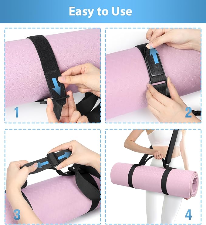 WOMACO Yoga Mat Strap, Adjustable Yoga Mat Carrier with Shoulder Strap & Handle for Women, Men