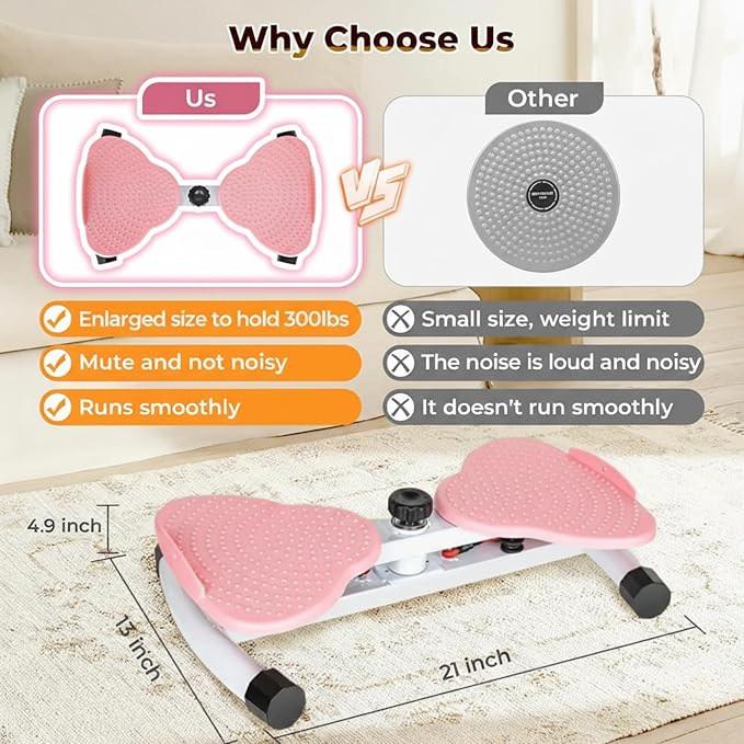 Waist Twister Machine Exercise, Ab Twist Board with 300 lbs Weight Capacity, Abs Workout for Slim Waist and Core Ab Exercise, Noiseless Home Gym Equipment for Women Men
