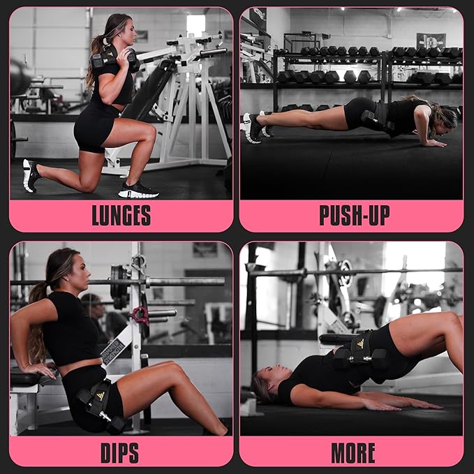 Exercise Hip Thrust Belt for Weights, Glute Workout Equipment, Adjustable Hip Thrust Belt for Dumbbells, Glute Trainer for Home Workouts with Extra Padding, Booty Builder