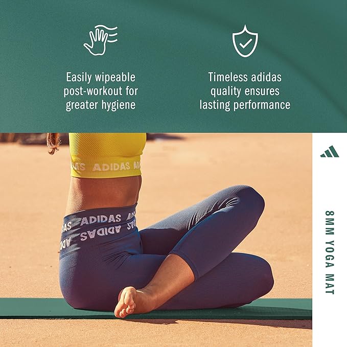 adidas Yoga Mat - Eco Friendly - Non Slip, Durable Textured Surface, 8mm
