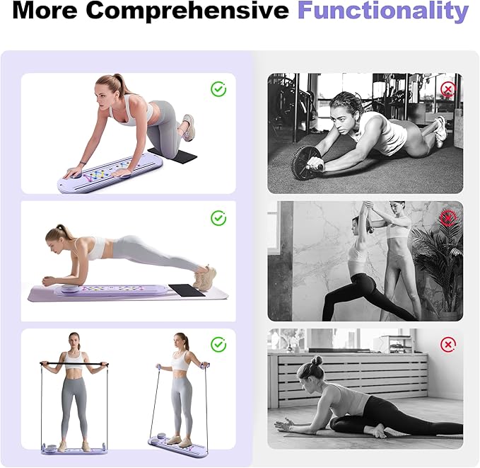 6 in1 Pilates Board, Multi-Purpose Pilates Reformer Set, Foldable Abdominal Board, Pilates Reformer Board for Home, Workout Equipment, Abs Workout Equipment, Core Workout Equipment