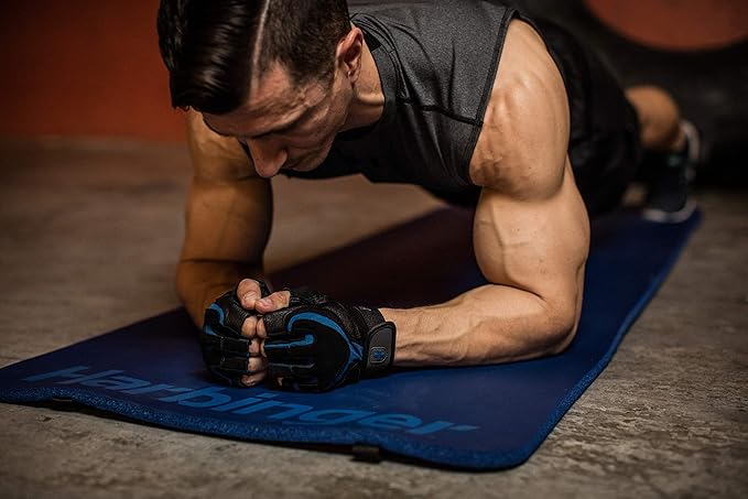 Harbinger Ribbed Durafoam Exercise Mat 5/8-Inch, Blue