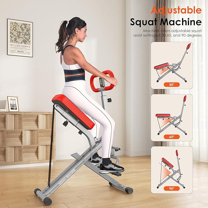 SogesGame Squat Machine for Home, 2 in 1 Squat Rowing Machine, Foldable Leg Training Machine, Squat Trainer for Glutes & Legs Workout