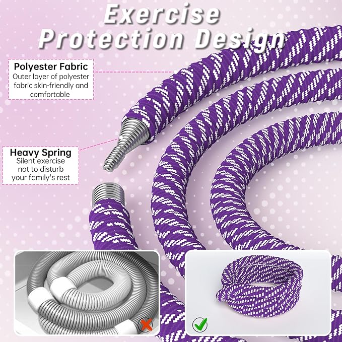3.4/4.1/5 LBS Soft Spring Weighted Hoop for Adults, Quiet & Pinch-Proof Design, Portable Fitness Infinity Hoop with Body Tape Measure, Exercise Hoop for Core Workout