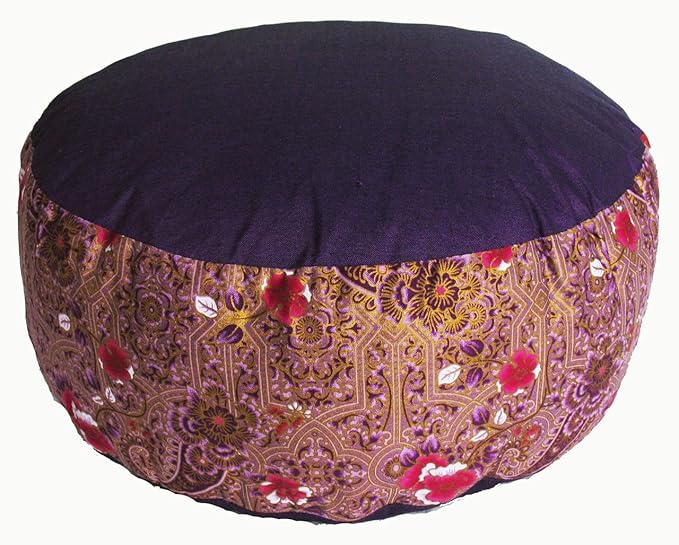 Meditation Cushion Zafu Pillow - Buckwheat and Kapok Fill - Indochine Purple