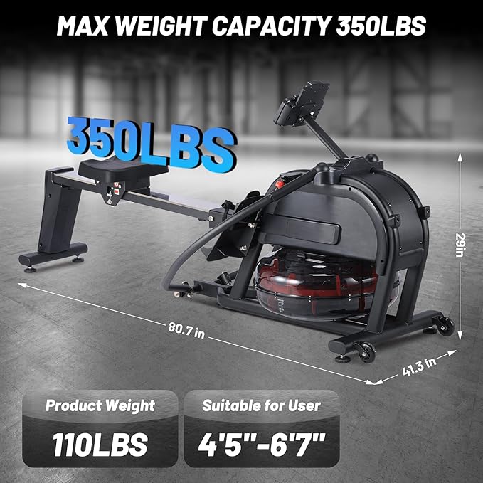 Garvee Rowing Machine Workout, Rowing Exercise Equipment with 16 Levels of Quiet Dual Slide, Rowing Exercise Machine, 350 LB Weight Capacity, Magnetic Rowing Machine for Home Use, App Compatible