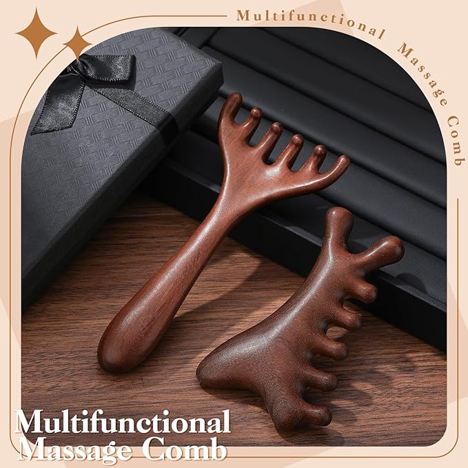 2 Pcs Wooden Scalp Massage Tool for Head Massager Comb Gua Sha Tool for Relaxation Hair Head