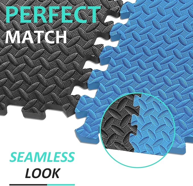 BEAUTYOVO Puzzle Exercise Mat with 12/24/48 Tiles Interlocking Foam Gym Mats, 24'' x 24'' EVA Foam Floor Tiles, Protective Flooring Mats for Gym Equipment