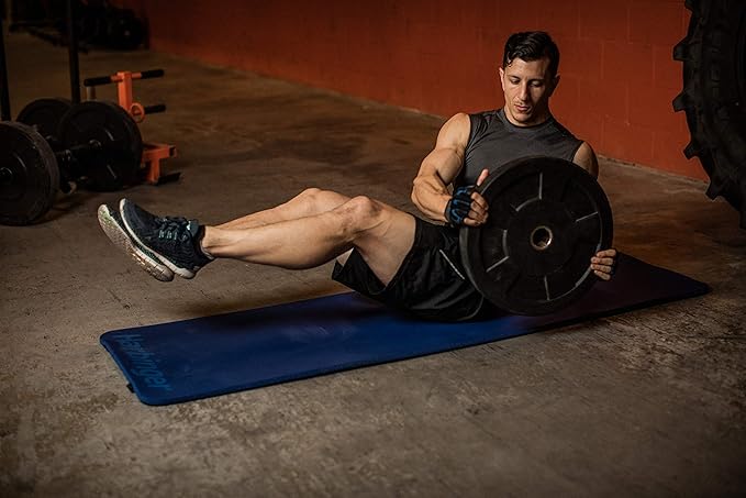 Harbinger Ribbed Durafoam Exercise Mat 5/8-Inch, Blue