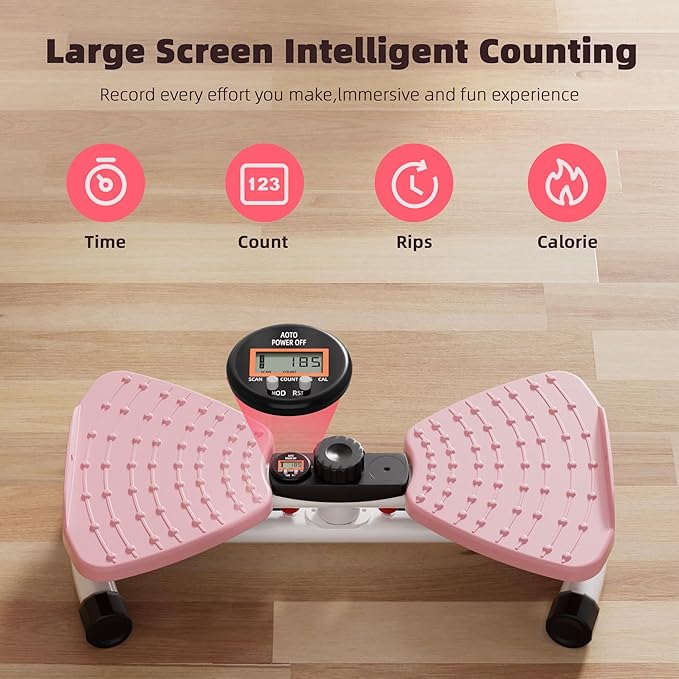 Waist Twister Ab Machine, 300 lbs Weight Capacity Anti-Slip Twist Board, Noiseless Exercise Equipment with Digital Display for Tracking Time, Reps & Calories, Home Gym Workout for Women and Men