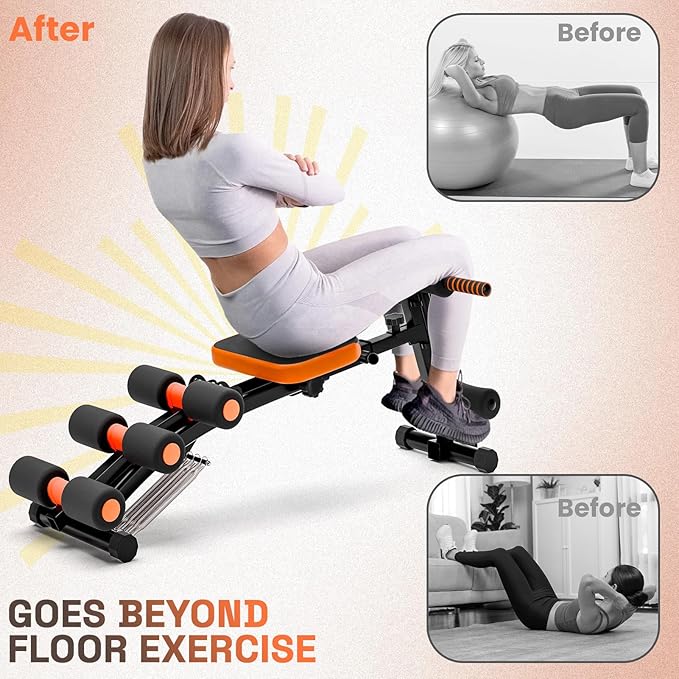 Ab Machine, Adjustable Ab Workout Equipment at Home Gym, Foldable Ab Trainer Machine for Core Strength Training with LCD Display