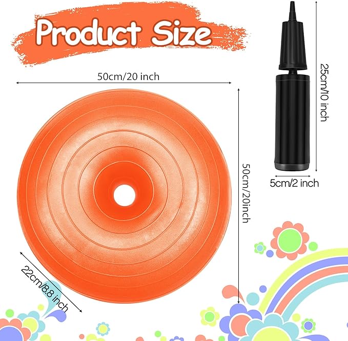 Lewtemi 6 Pcs Flexible Seating for Classroom Elementary 20 Inch Yoga Ball Chairs Large Inflatable Donut Exercise Ball Chair Stability Balance Trainer with Inflator for Kids Student