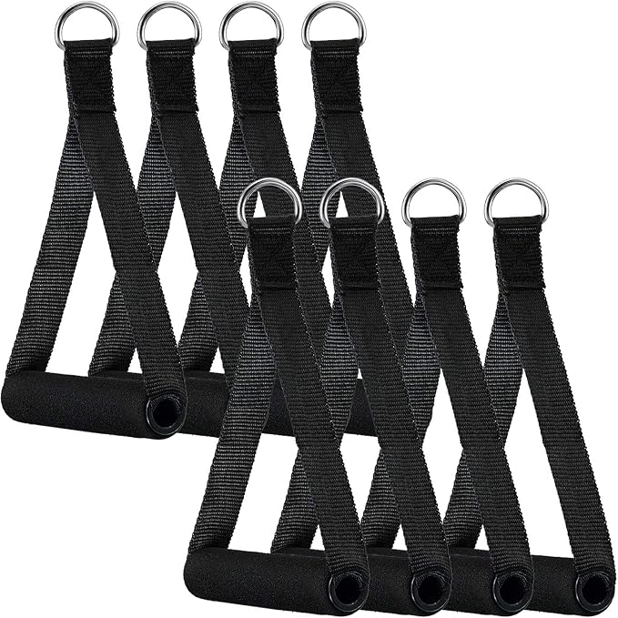 Sumind 8 Pcs Gym Exercise Handles Replacement Cable Machine Attachments for Home Gym Equipment Pulley System Resistance Bands, Strength Trainer, Heavy Duty Workout Handles