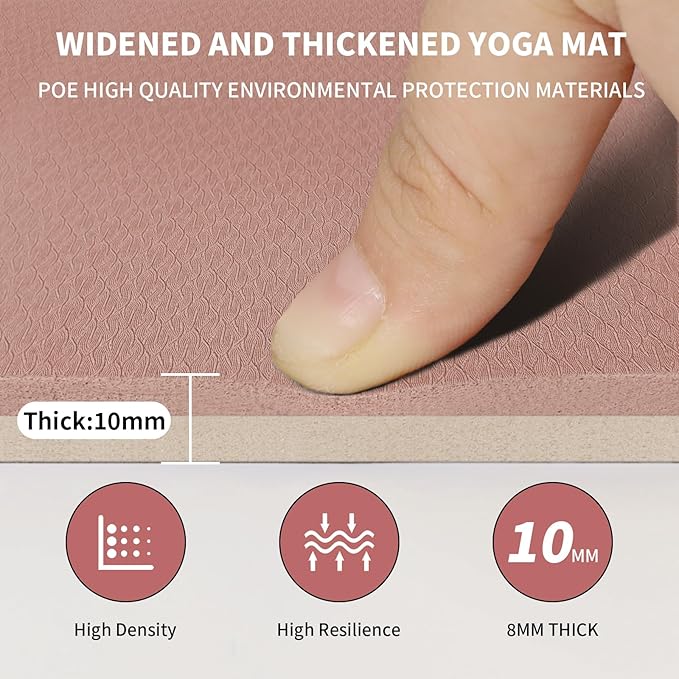 Large Yoga Mat (6'x 4') - Extra Long and Wide Workout Mat for Men and Women,Non-Slip POE 0.32''/0.4'' Thick Fitness Mat, Eco-Friendly, Thick Wide Exercise Mat for Home Workouts,Ideal for Yoga and Pilates.