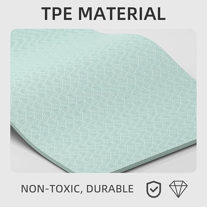 10 mm Yoga Mat 72"x26" TPE Non-Slip Exercise Mat 0.4" Thick, Easy-to-Carry Fitness Mat for Yoga, Pilates & Workout, Professional Mat, Made with Recyclable Material, Durable, Easy to Clean