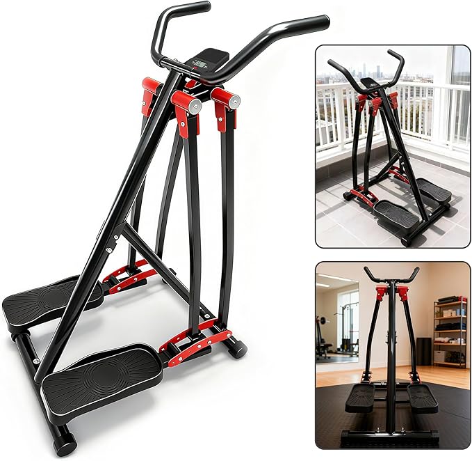 ZeHuoGe Air Walking Elliptical Machine - Foldable Cardio Cross Trainer Glider for Full-Body Low-Impact Exercise with LCD Display Ideal for Home Gym