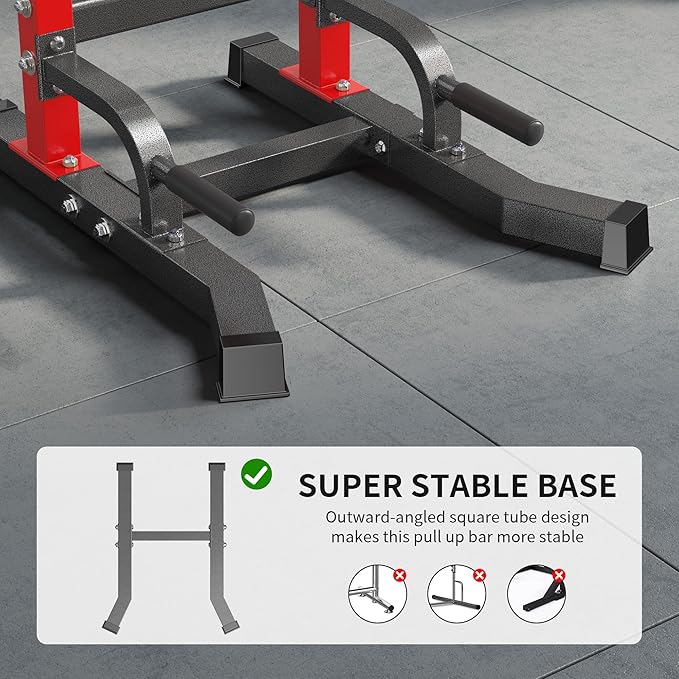 SogesPower Multi-Function Power Tower Pull Up Bar Station Pull Up Dip Station for Home Gym, 10-Level Adjustable Height Pull Up Bar Stand Dip Bar Strength Training Workout Equipment