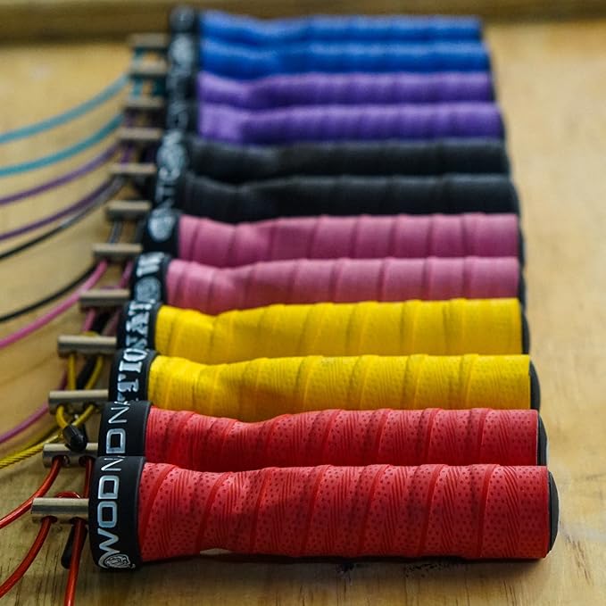 WOD Nation Attack Speed Jump Rope : Adjustable Jumping Ropes : Unique Two Cable Skipping Workout System : One Thick and One Light 11 Foot Cable : Perfect for Double Unders : Men and Women
