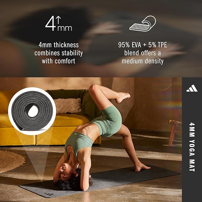 adidas Yoga Mat - Eco Friendly - Non Slip, Durable Textured Surface