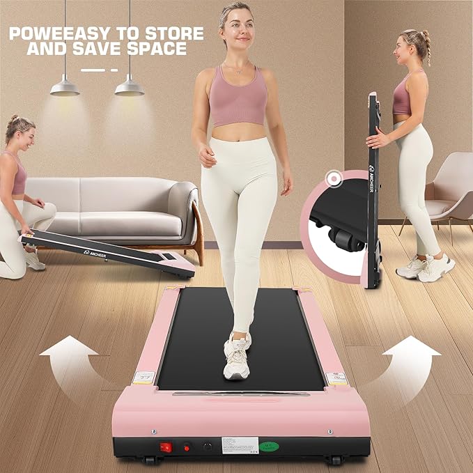 ANCHEER Walking Pads, 2 in 1 Under Desk Treadmill 2.5HP Compact Running Machine with Remote Control, 300lbs Weight Capacity for Home/Gym/Office,Ultra-Quiet, Installation-Free