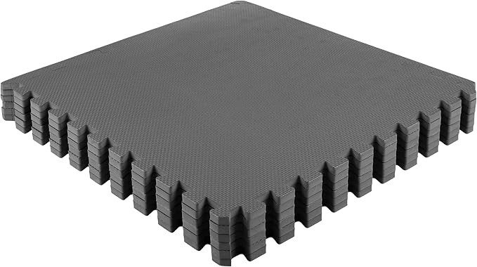 Stalwart Foam Mat Floor Tiles, Interlocking EVA Foam Padding Soft Flooring for Exercising, Yoga, Camping, Kids, Babies, Playroom – 6 Pack, Gray, 24" X 24" X 0.5"