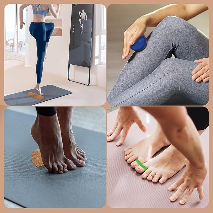 Cork Balance Board, Natural Cork Ankle Stability Trainer Kit, 4-in-1 Foot Strengthener for Enhanced Foot Strength, Prevent Falls, Balance Trainer