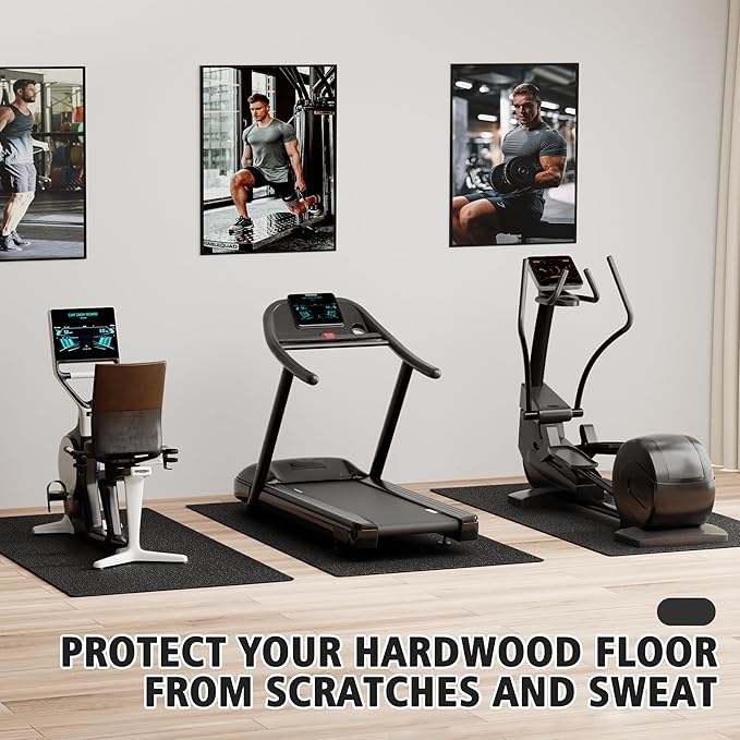 Bike Mat | 6mm, 30" x 72" Exercise Bike Mat/Treadmill Mat for Hardwood Floors or Carpet, Non-Slip Sweat-Proof Exercise Equipment Mat for Bike Trainer/Stationary Spin Bike/Indoor Cycling