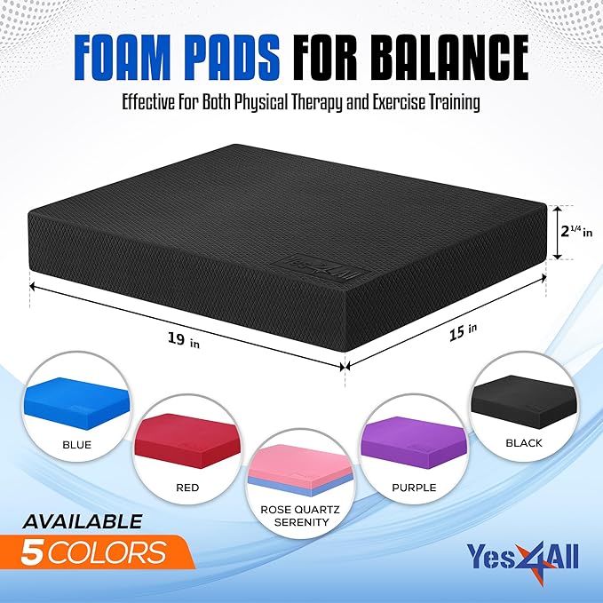 Yes4All Balance Pad, Nonslip TPE Foam Balance Pad with Upgraded Sizes - L, XL, XXL Balance Mat for Fitness, Yoga & Stability Training - Multicolor Options