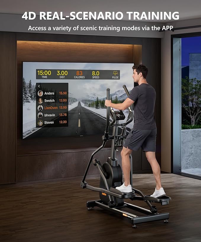 THERUN Elliptical Exercise Machine, Elliptical Machine for Home Use, Magnetic Elliptical Training Machines with 20IN Stride & 32-Level Resistance, Upload 350LBS, Pulse Sensor, App Connection