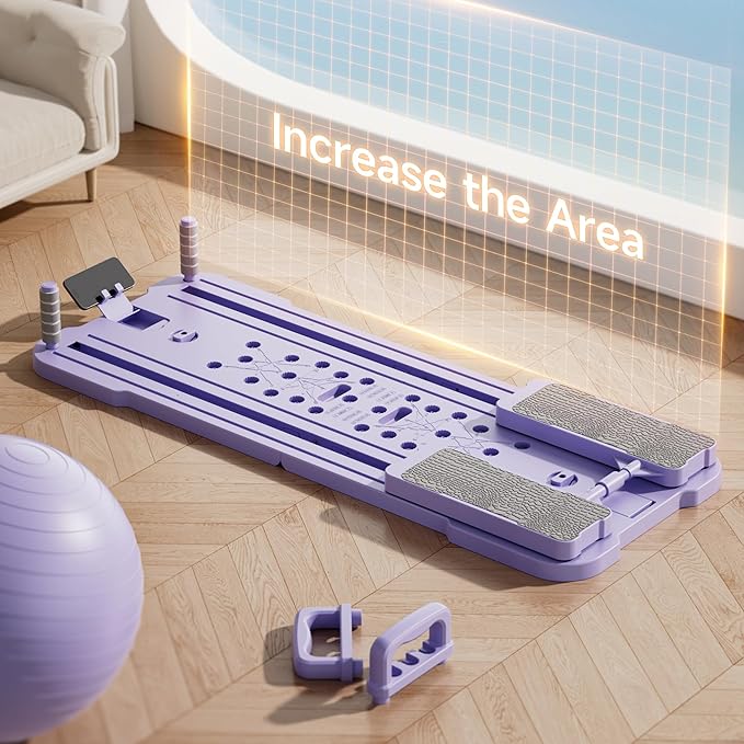 Multifunctional Pilates Board - Home Fat Burning Fitness Equipment with 3 Modes, Foldable Design, 330LBS Capacity, Stainless Steel Rollers for Core, Leg, Arm & Back Training