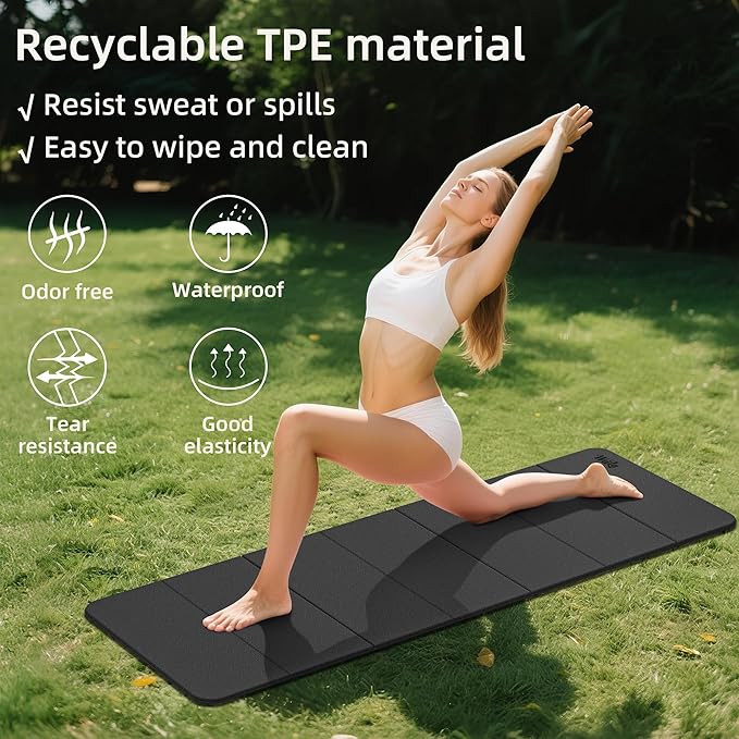 1/2 Inch Extra Thick Yoga Mat Pilates Equipment, 70"x24" Odorless Workout Mats for Home Gym, Non-slip Exercise Mats for Women Men Home Workout, Foldable Yoga Mats for Travel Camping Sleeping