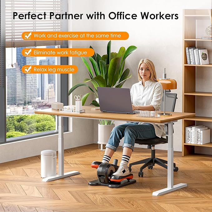 Under Desk Elliptical Machine – Electric Pedal Exerciser with 12 Adjustable Speeds, Quiet & Portable, LED Display, Ideal for Seniors & Adults, Home or Office Use (Black)