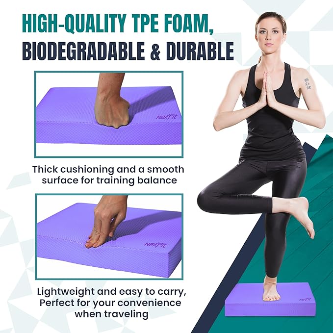 High-Density Balance Pad - Durable TPE Foam Balance Pad Physical Therapy, Foam Exercise Pad with Non-Slip Surface, Lightweight for Home & Gym Workouts, Core Strength & Balance Enhancement