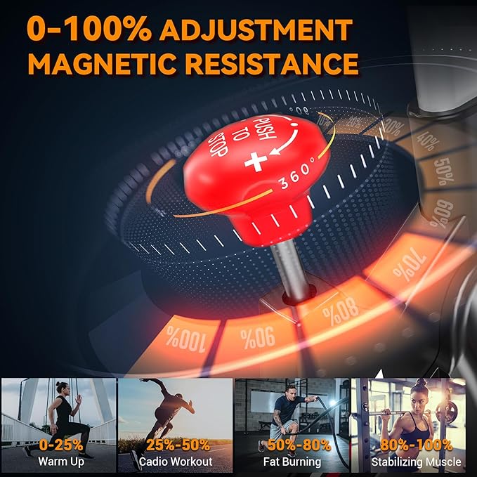 Exercise Bike, Wenoker Stationary Bike for Home App Sync Indoor Bike with Adjustable Seat and Multi-grips Handlebar, Transport Wheels and Fitness Courses for Weight Loss
