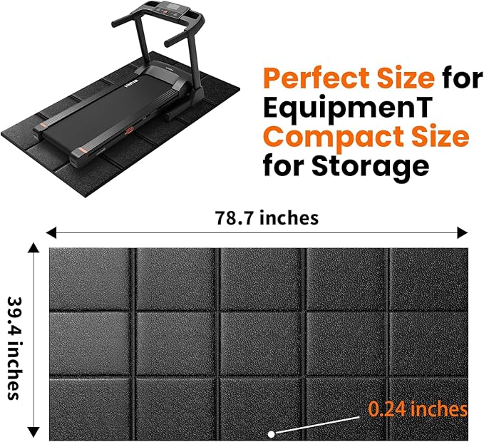 Treadmill Walking Pad Mat for Carpet Floor, Hardwood Floors Protectior, 79x39 Under Treadmill/Walking Pad/Exercise Bike Mat on Carpet, Mat for Treadmills, Non-Slip, Waterproof, Noise Shock Absorption