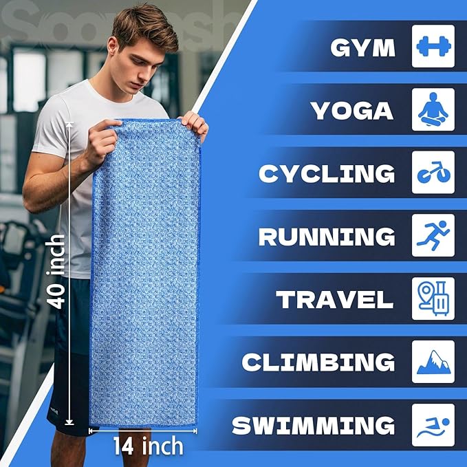 Microfiber Gym Towels for Showering Working Out Quick Dry Negative ions Large Middle Small Sizes Lightweight Gym Towel for Men Women Tennis Sports Towels for Body Hot Yoga Fitness Essentials