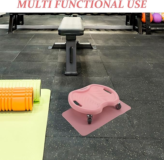 Ab Roller with Knee Pad 4-wheel Quiet Abdominal Exercise Wheel Core Strengthening Fitness Equipment for Home Gym Abdominal Strength Training
