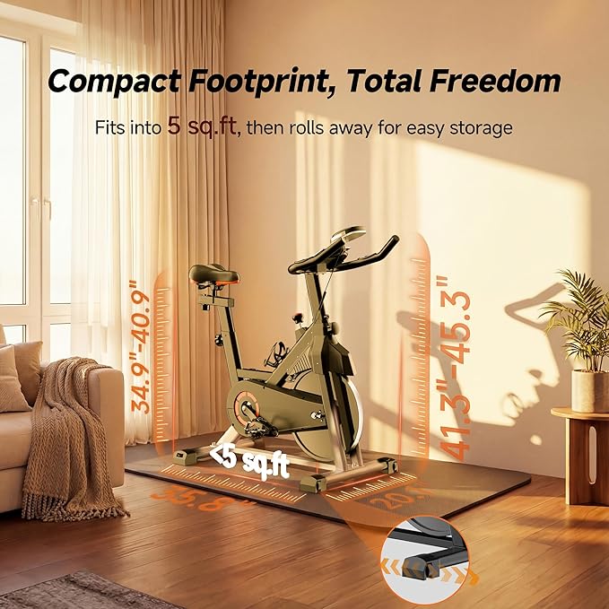 Exercise Bike, Magnetic Stationary Bikes for Home with Brake Pad Silent Belt Drive, 330LB Weight Capacity Indoor Cycling Bike with Upgraded Comfortable Seat, Tablet & Water Bottle Holder Black