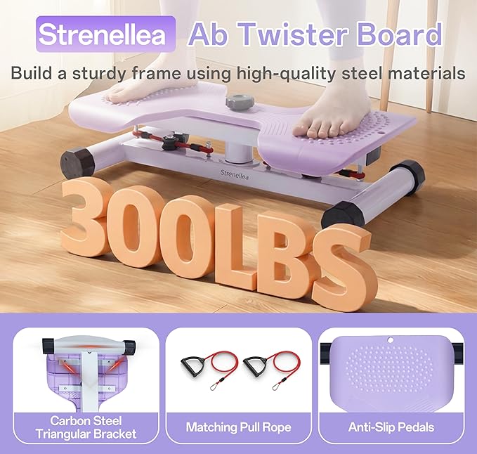 Waist Twister Machine Exercise Fitness Tool, Ab Twist Board with 300Lbs Capacity & 20dB Ultra-Quiet, Home Gym Workout Equipment for Women Belly Fat