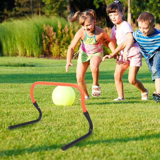 Adjustable Height Soccer Training Speed Hurdle PVC Plastic Agility Barrier for Football Drill Equipment Foldable Orange-Black