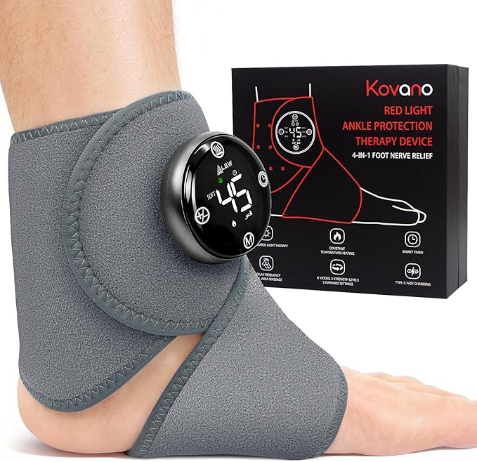 Large Fit Pro Foot Massager – Red-Light Therapy, 5-Level Graphene Heating, 6 Modes × 3 Intensities, Waterproof Inner Liner & 90-Min Rechargeable Battery,Multi-Area Use for Ankle, Knee, Back, Neck