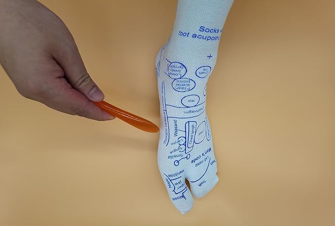 Broman Reflexology Socks with Acupressure Pen with Gua Sha End, Foot Pain Relief Remedy,Women's Size