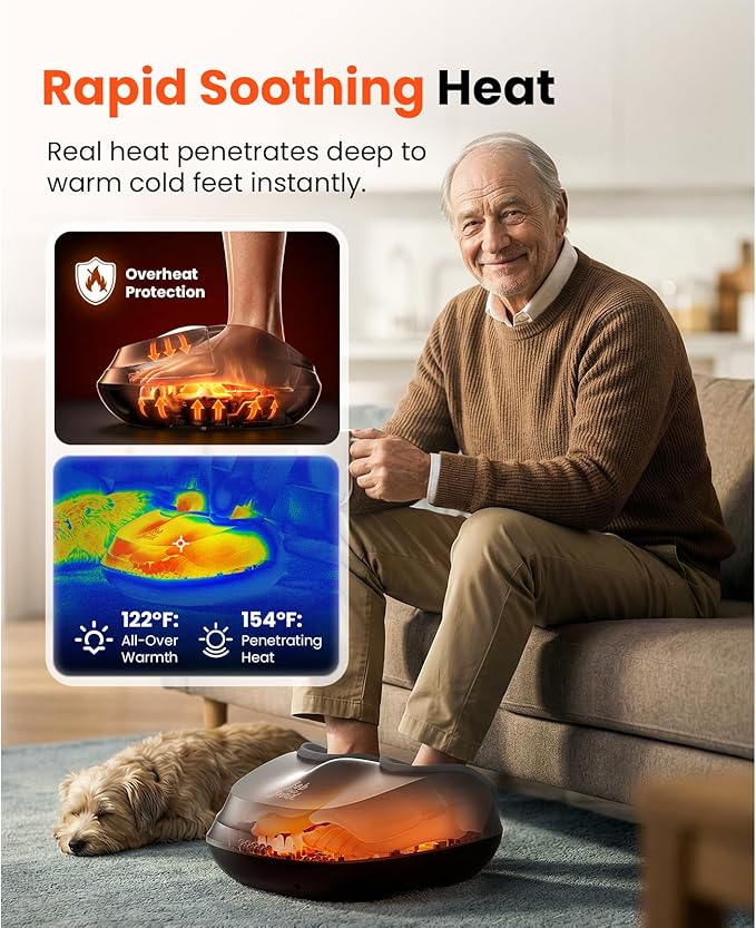BOB AND BRAD Shiatsu Foot Massager with Heat and Remote,FSA Eligible HSA Deep Kneading Electric Feet Massager for Plantar Fasciitis, Fits US Size 12