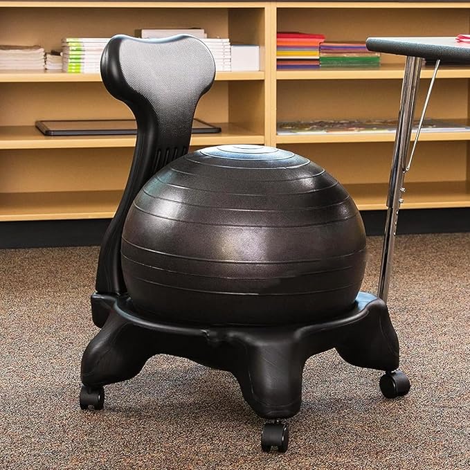 Ball Chair Stability,Office Fitness Ball Chair,Exercise Yoga Ball Chair,Ergonomic Balance Ball Posture Chair,for Back Pain Relief (Black)