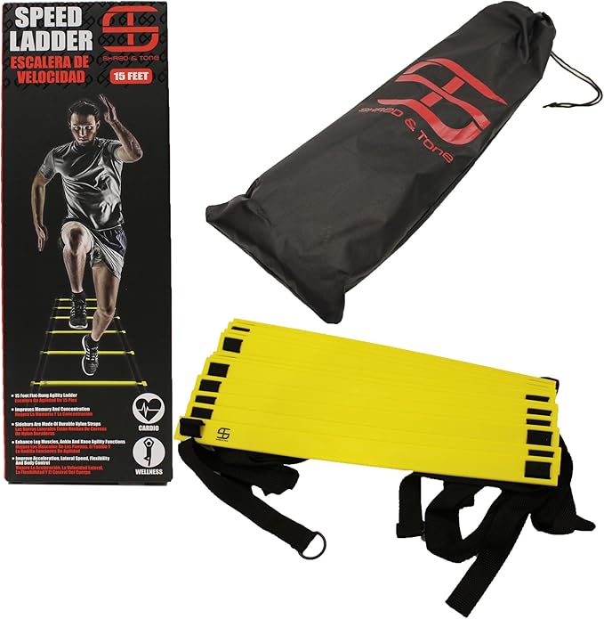 Shred & Tone Pro Agility Speed Ladder with Carrying Bag - Yellow