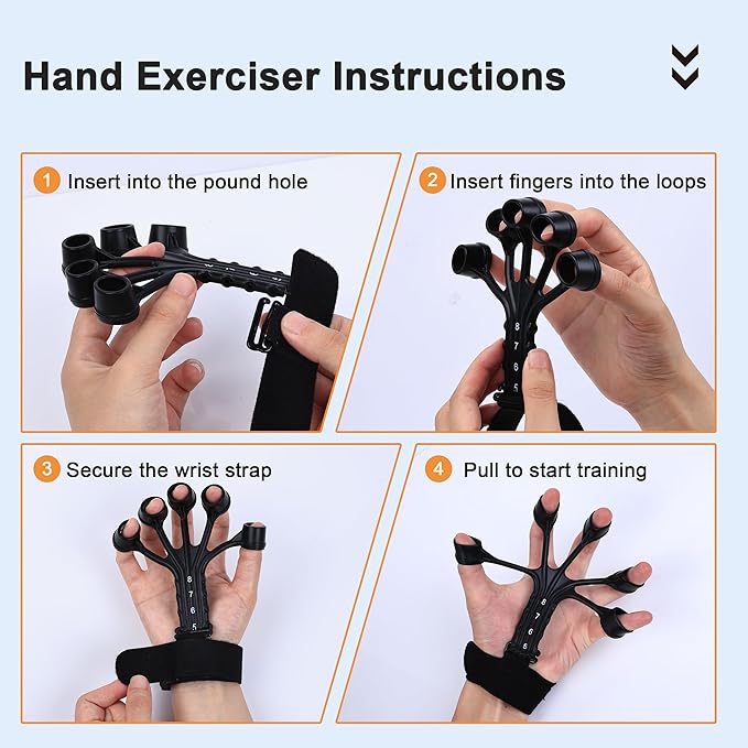 5PCS Grip Strength Trainer Kits, Hand Gripper Strengthener, Forearm Strengthener, Forearm Exerciser, Finger Exerciser, Wrist Strengthener, Stress Relief Ball, Grip Ring
