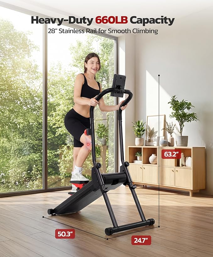 YOLEO Magnetic Stair Steppers for Exercise at Home, 16-Level Adjustable Resistance Up to 130LB, Folding Cardio Stairmaster with 28''Extended Stride&Low Noise,Stair Climber with HR Sensor for Full Body