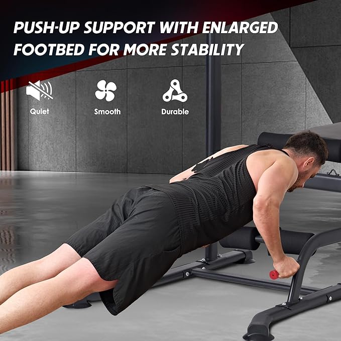 Dland Strength Training Dip Stands, Stand-Up Gym with Bench, Adjustable Bench Press Machine, Home Gym Weightlifting Equipment, Pull-Up Bar Multi-Function Adjustable Leg Press Machine for Weightlifting, Bodybuilding, CrossFit, Yoga, Pilates