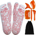 Reflexology Socks with Beginner Acupoint Massage Tools Set of 5 - Foot Pain Relief Remedy for Foot Massage Rod for Women and Men Tired Relieve (Woman-Small-Red)