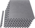 Mat Block APM002GY-2 Torin Interlocking Foam Tiles Puzzle Mats: EVA Gym Mat Flooring Exercise Equipment Mat for Home Gym Equipment, 24 SQ FT, 1/2 inch Thick, 6 Tiles, Grey